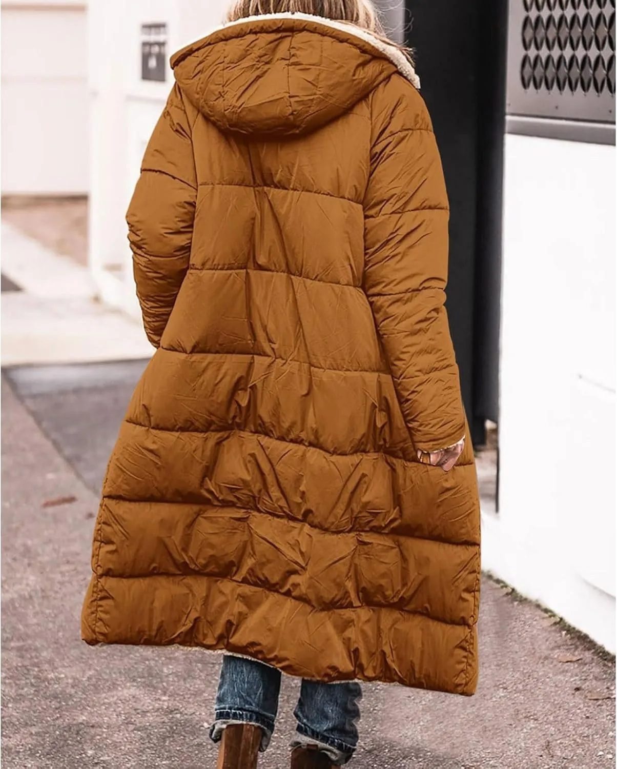 Womens Winter Coat Jacket Fleece Lined Long Sleeve Outwear Full Zipper Solid Coat Winter Warm Down Jacket with