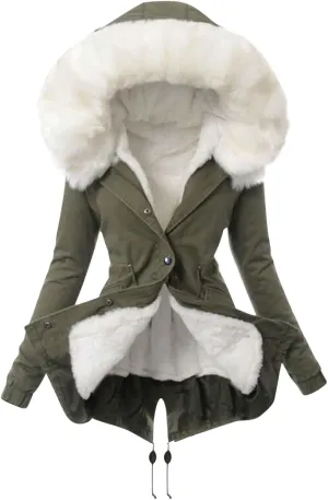 Womens Winter Coats Button Down Sherpa Lined Fuzzy Fleece Warm Jackets Solid Color Trendy Outdoor Hooded Tops Coat