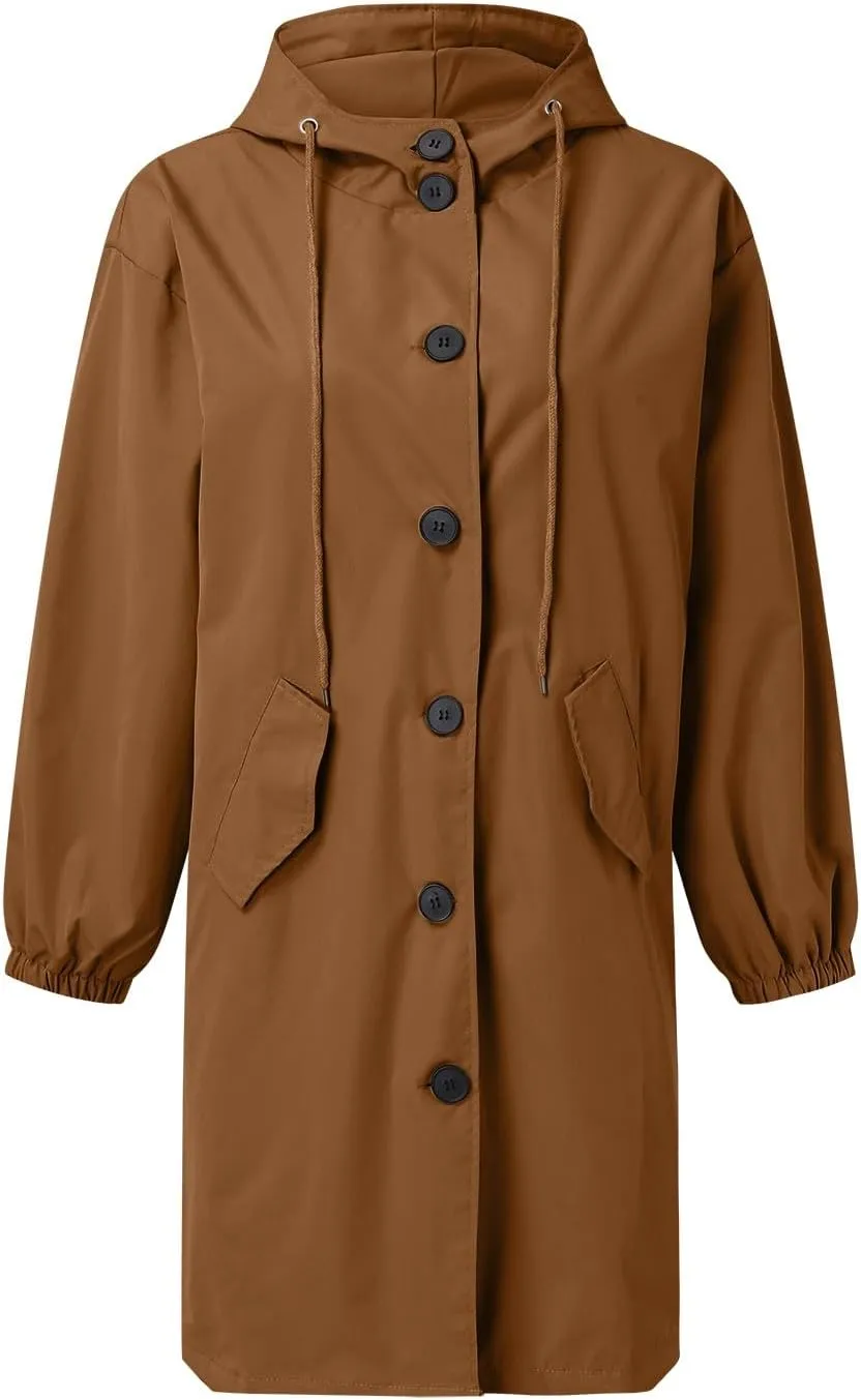 Women's Winter Wool Mid-Long Coat Notch Lapel Single-Breasted Trench Coat Outwear