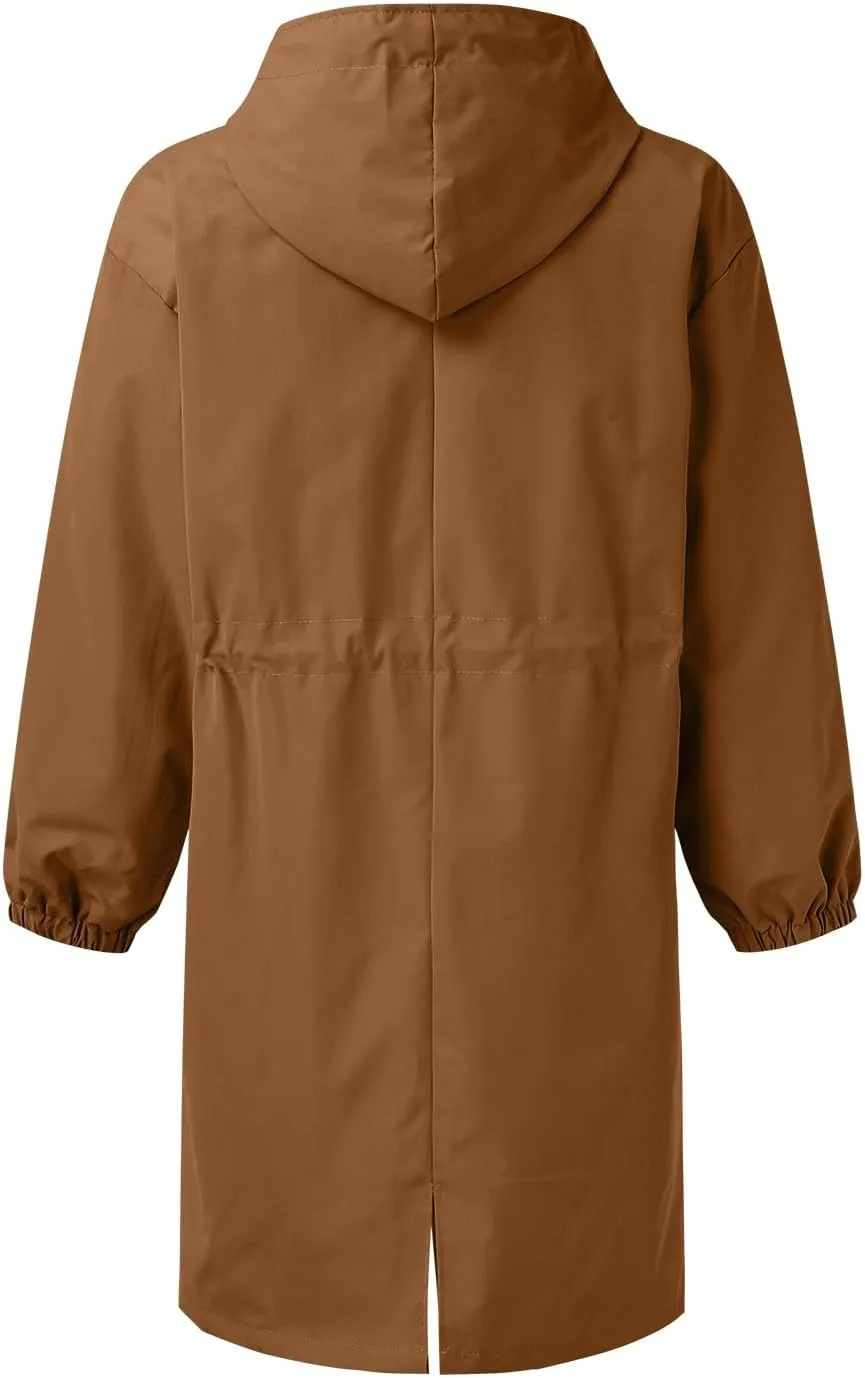 Women's Winter Wool Mid-Long Coat Notch Lapel Single-Breasted Trench Coat Outwear