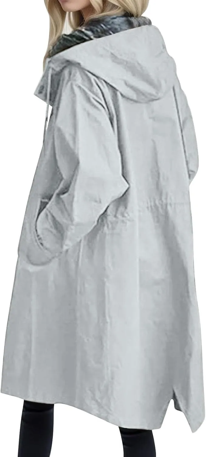 Women's Winter Wool Mid-Long Coat Notch Lapel Single-Breasted Trench Coat Outwear