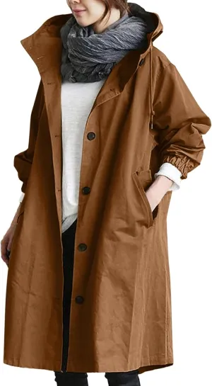 Women's Winter Wool Mid-Long Coat Notch Lapel Single-Breasted Trench Coat Outwear