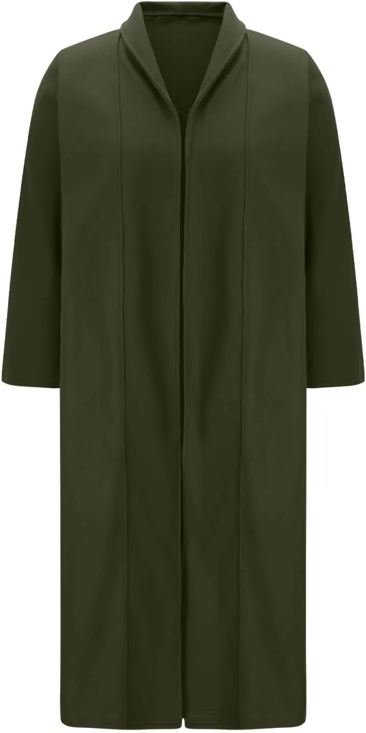Women's Wool Coats Oversized Notched Collar Pea Coats Casual Open Front Long Winter Jackets Formal Work Trench Coat