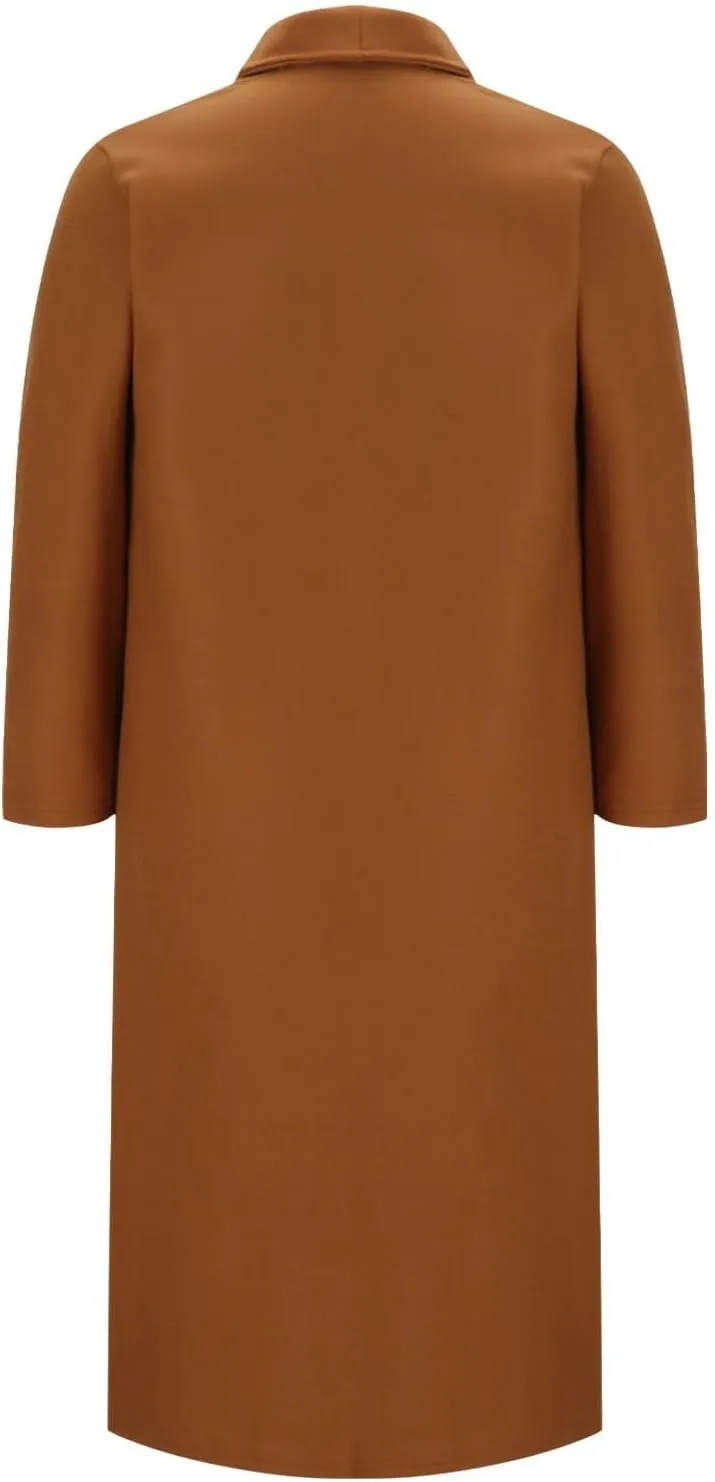 Women's Wool Coats Oversized Notched Collar Pea Coats Casual Open Front Long Winter Jackets Formal Work Trench Coat