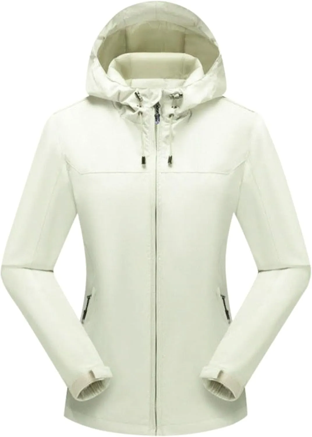 Womens Zip Up Coats Plus Size Solid Color Hooded Windproof Waterproof Jacket Outdoor Full Zip Tactic Casual Jackets