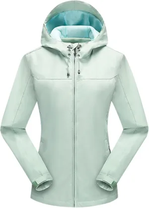 Womens Zip Up Coats Plus Size Solid Color Hooded Windproof Waterproof Jacket Outdoor Full Zip Tactic Casual Jackets