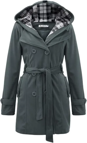 Wool Blend Trench Coats Women Double Breasted Overcoat Casual 2023 Autumn Winter with Hood with Belt Peacoat Trendy