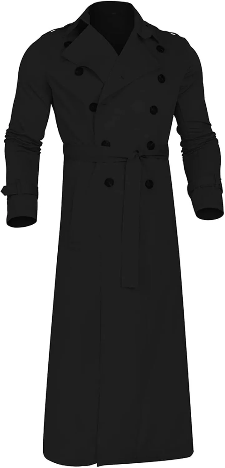 Ymosrh Mens Coats Winter Men's Long-Slevee Luxury Full Length Trench Coat Long Wool Overcoat Jackets for Men