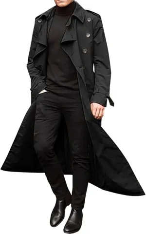 Ymosrh Mens Coats Winter Men's Long-Slevee Luxury Full Length Trench Coat Long Wool Overcoat Jackets for Men