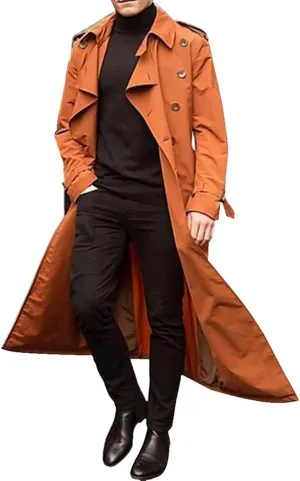 Ymosrh Winter Coats for Men Men's Long-Slevee Luxury Full Length Trench Coat Long Wool Overcoat Mens Coats