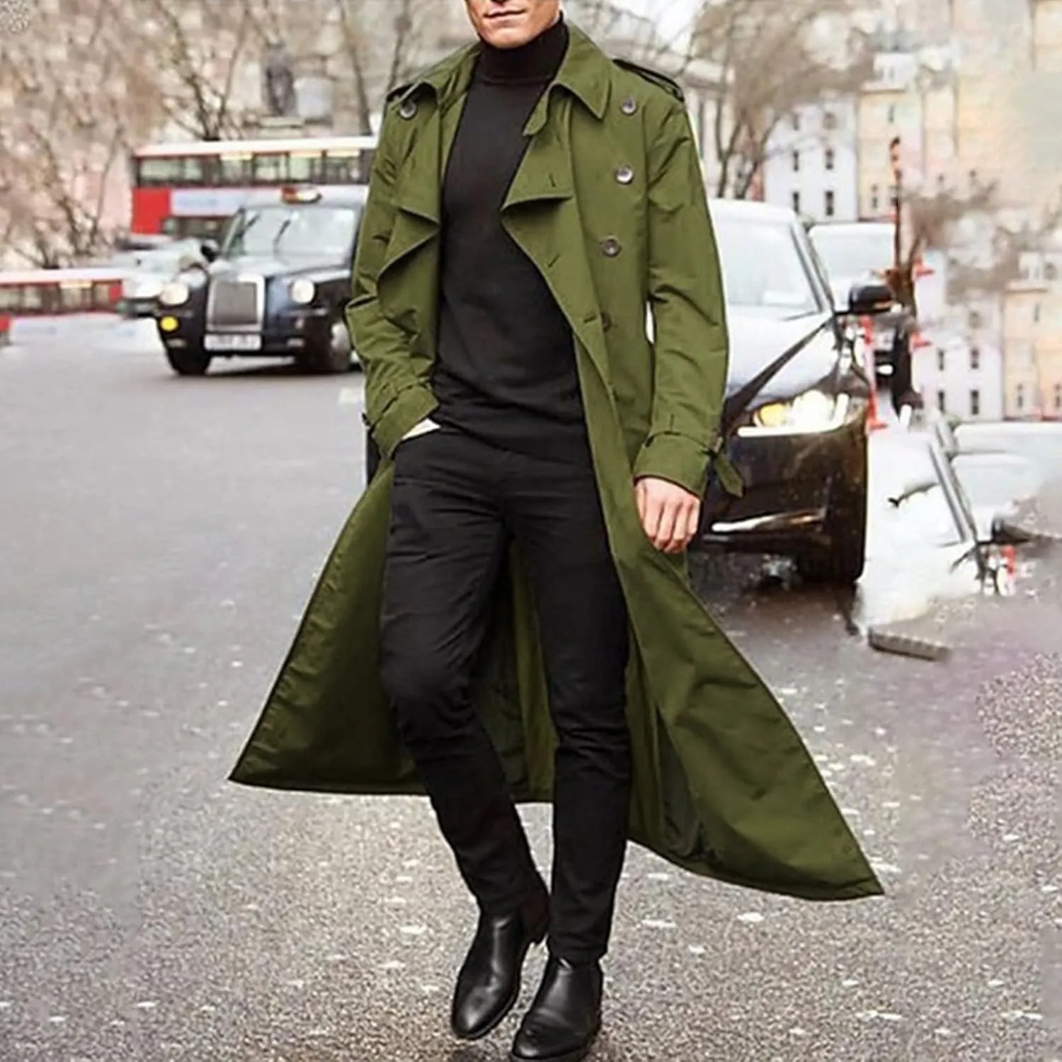Ymosrh Winter Coats for Men Men's Long-Slevee Luxury Full Length Trench Coat Long Wool Overcoat Mens Coats