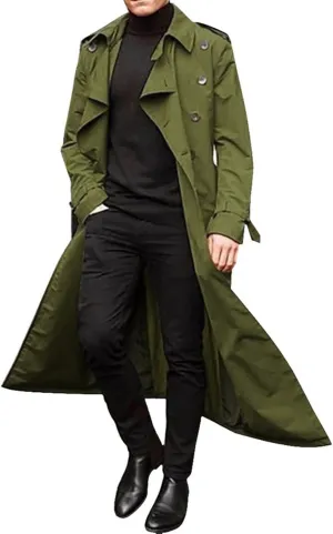 Ymosrh Winter Coats for Men Men's Long-Slevee Luxury Full Length Trench Coat Long Wool Overcoat Mens Coats