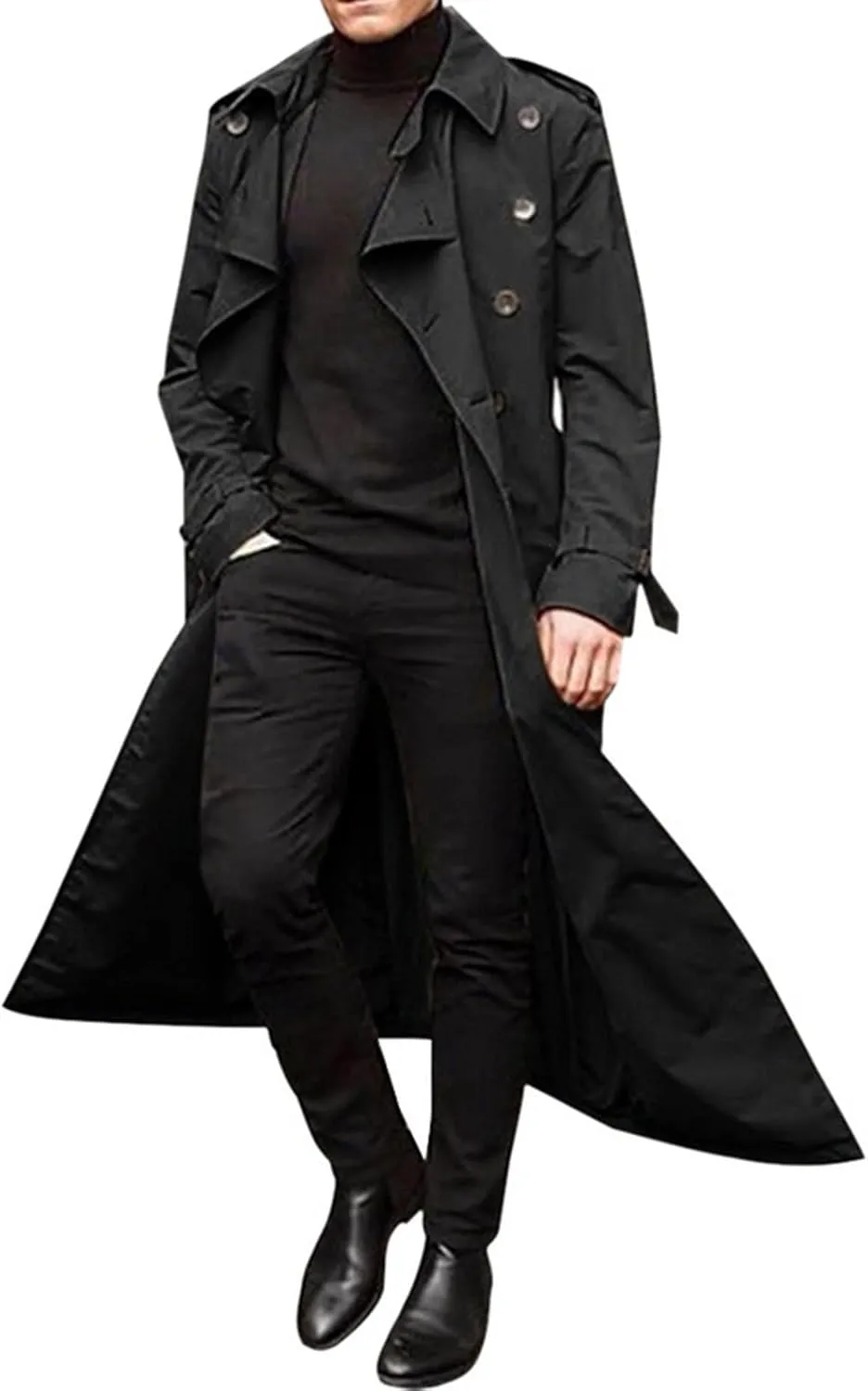 Ymosrh Winter Coats for Men Men's Long-Slevee Luxury Full Length Trench Coat Long Wool Overcoat Mens Coats