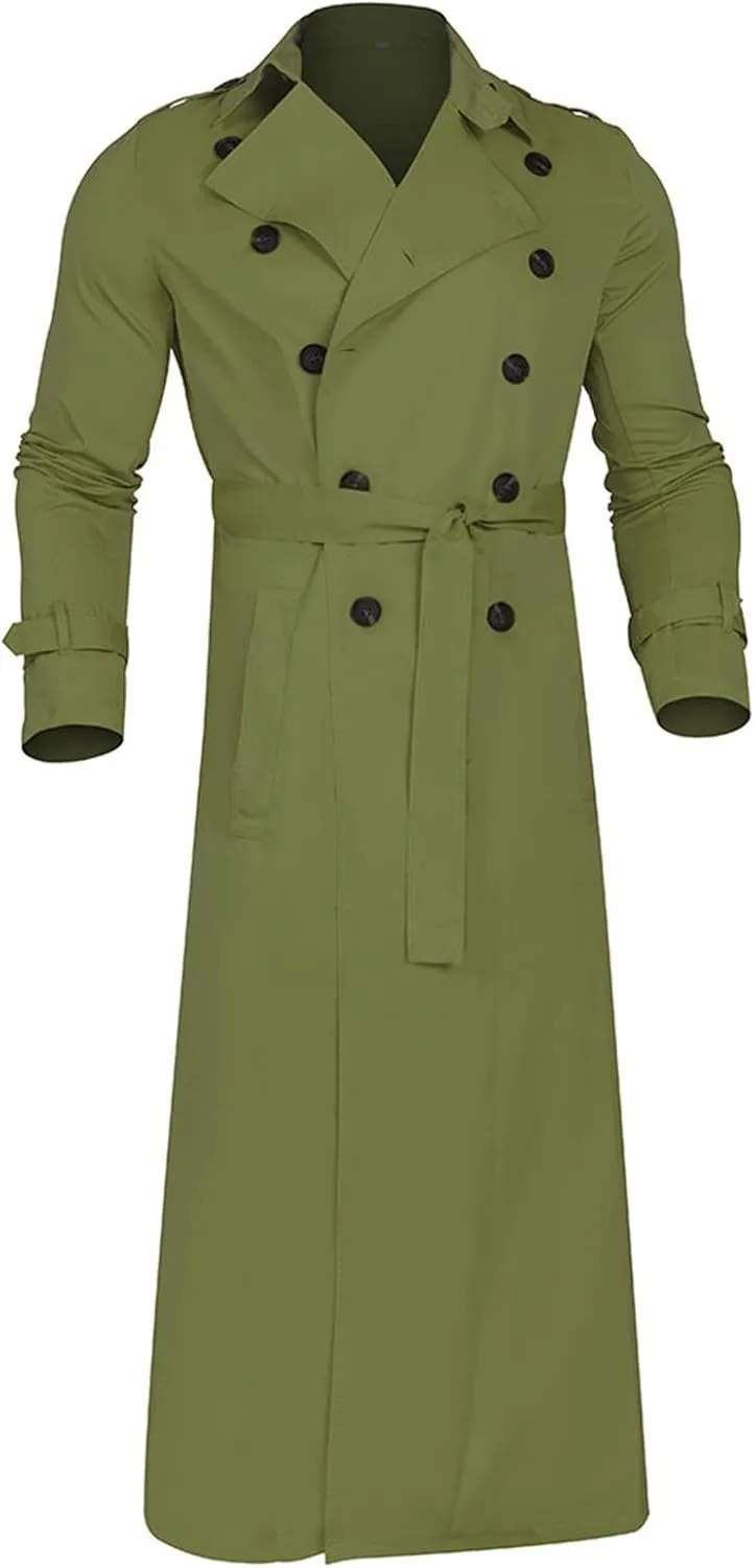 Ymosrh Winter Coats for Men Men's Long-Slevee Luxury Full Length Trench Coat Long Wool Overcoat Mens Coats