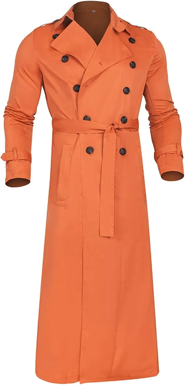 Ymosrh Winter Coats for Men Men's Long-Slevee Luxury Full Length Trench Coat Long Wool Overcoat Mens Coats