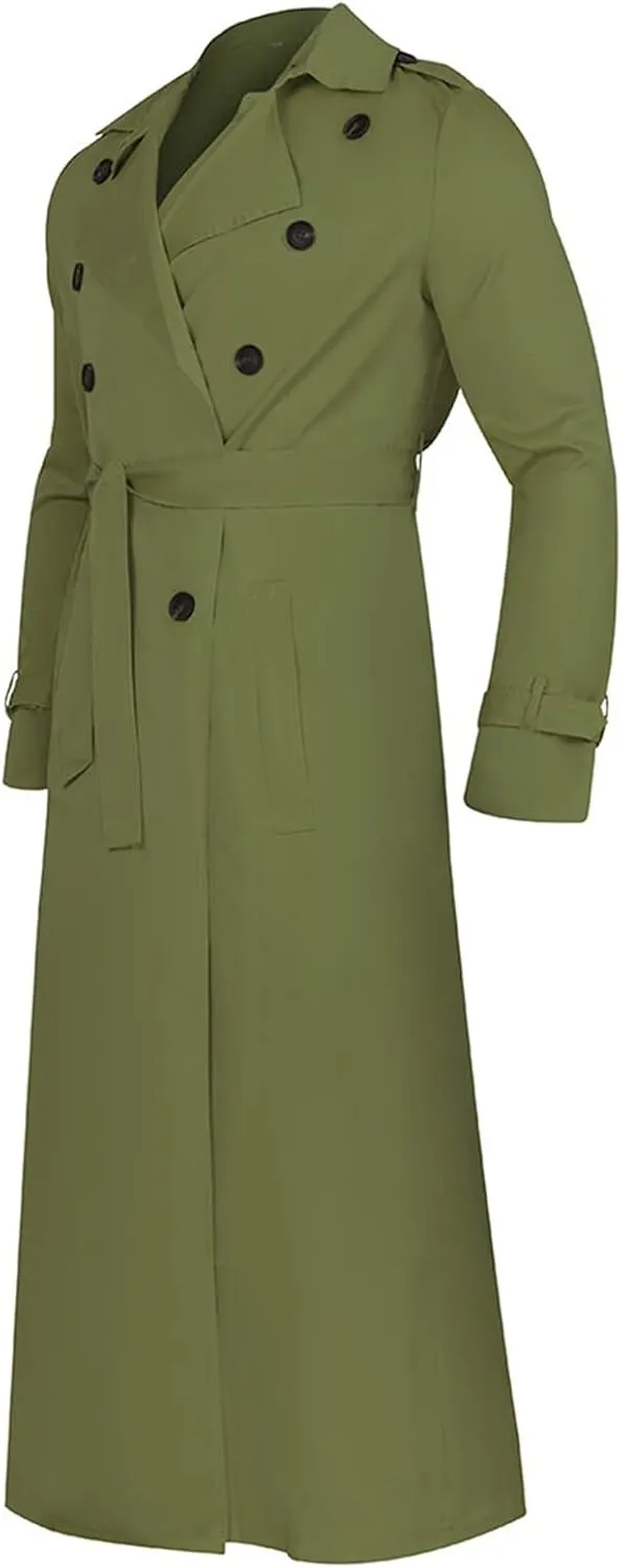 Ymosrh Winter Coats for Men Men's Long-Slevee Luxury Full Length Trench Coat Long Wool Overcoat Mens Coats