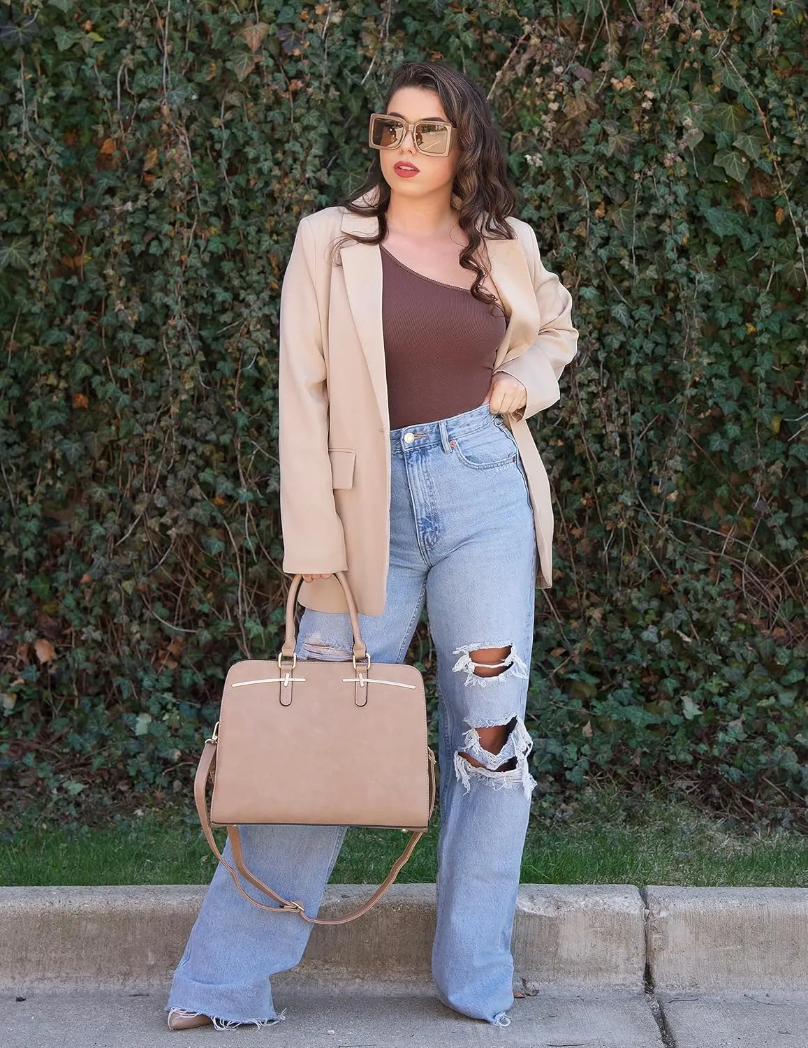 Zeagoo Womens Casual Blazers Pockets Long Sleeve Open Front Work Office Jackets Lapel Button Long Blazer Suit for Bussiness