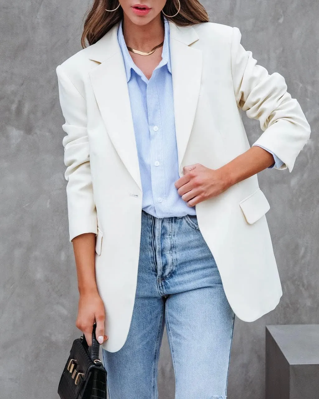 Zeagoo Womens Casual Blazers Pockets Long Sleeve Open Front Work Office Jackets Lapel Button Long Blazer Suit for Bussiness