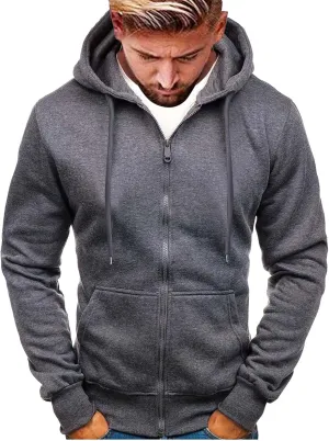 Zip Up Hoodie Men Mens Full Zip Casual Pullover Hoodies Fall Winter Work Sweatshirt Long Sleeve Drawstring Hoodies